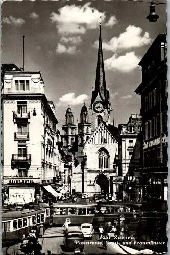 57718 - Schweiz - Zürich , Poststrasse Grossmünster und Fraumünster - gelaufen 1953