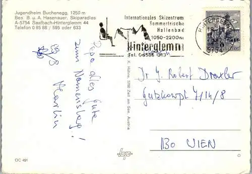 57756 - Salzburg - Saalbach Hinterglemm , Jugendheim Buchenegg , Bes. B. u. H. Hasenauer - gelaufen