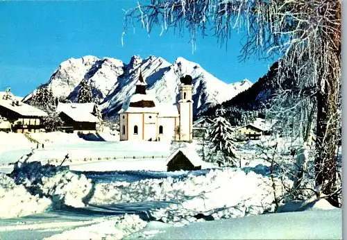 57774 - Tirol - Seefeld , Seekapelle gegen Karwendelspitze , Winter - gelaufen 1989