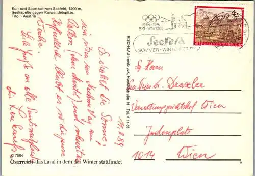 57774 - Tirol - Seefeld , Seekapelle gegen Karwendelspitze , Winter - gelaufen 1989