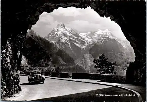 57809 - Schweiz - Axenstrasse , mit Urirotstock , Automobil , Auto - gelaufen 1955