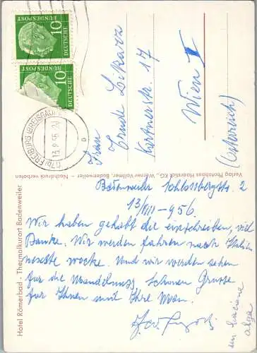 57813 - Deutschland - Badenweiler , Hotel Römerbad - gelaufen 1956