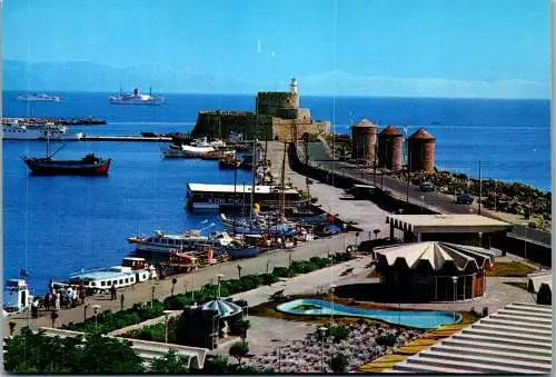 57818 - Griechenland - Rhodes , Rhodos , Port , Hafen - gelaufen 1990