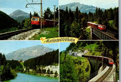 57838 - Verkehr - Eisenbahn , Mariazellerbahn , Gösing , Kuhgrabenbrücke , Stausee Erlaufklause , Mehrbildkarte  - gelaufen 1998