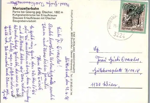 57838 - Verkehr - Eisenbahn , Mariazellerbahn , Gösing , Kuhgrabenbrücke , Stausee Erlaufklause , Mehrbildkarte  - gelaufen 1998