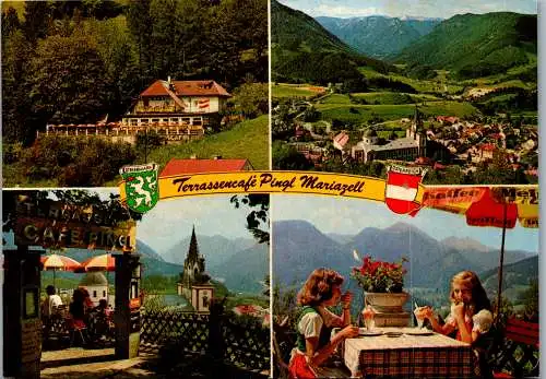 57847 - Steiermark - Mariazell , Terrassencafe Pingl , Mehrbildkarte - gelaufen 1993