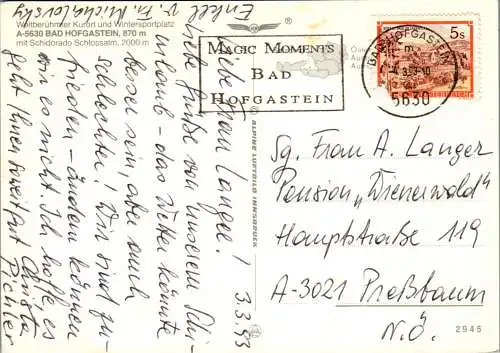 57888 - Salzburg - Bad Hofgastein , Schlossalm , Winter , Ski , Mehrbildkarte - gelaufen 1993
