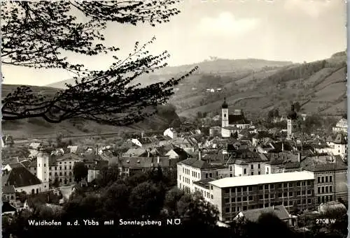 57909 - Niederösterreich - Waidhofen an der Ybbs , mit Sonntagsberg , Panorama - gelaufen 1960