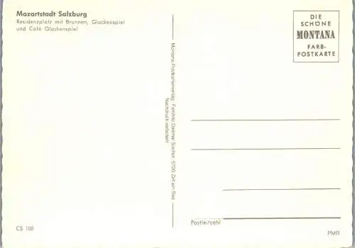57938 - Salzburg - Salzburg , Residenzplatz mit Brunnen , Glockenspiel und Cafe Glockenspiel - nicht gelaufen