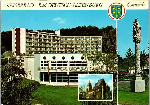 57949 - Niederösterreich - Bad Deutsch Altenburg , Kaiserbad , Marien Säule , Pfarrkirche Maria Himmelfahrt - gelaufen 1990