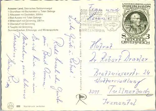 57965 - Steiermark - Ausseerland , Grundlsee , Altaussee , Bad Aussee , Obersdorf , Tauplitz , Mehrbildkarte - gelaufen 1982