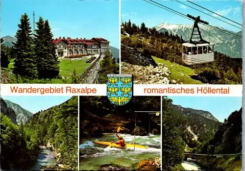 57991 - Niederösterreich - Rax , Wandergebiet Raxalpe , Höllental , Seilbahn , Gondel , Mehrbildkarte , Rafting - gelaufen 1982