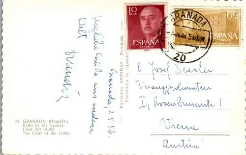 58012 - Spanien - Granada , Alhambra , Patio de los Leones - gelaufen 1956