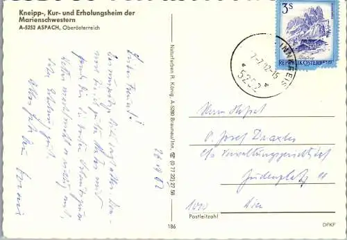 58027 - Oberösterreich - Aspach , Kneipp- u. Kurheim der Marienschwestern - gelaufen 1982