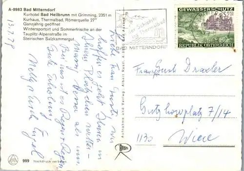 58042 - Steiermark - Bad Mitterndorf , Kurhotel Bad Heilbrunn mit Grimming - gelaufen 1979