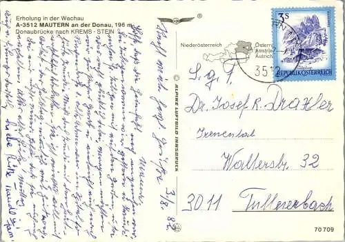 58064 - Niederösterreich - Mautern , an der Donau , Wachau , Panorama - gelaufen 1982