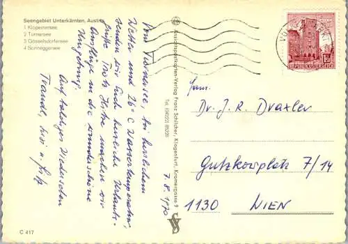 58083 - Kärnten - Seengebiet , Klopeinersee , Turnersee , Gösseldorfersee , Sonneggersee - gelaufen 1970