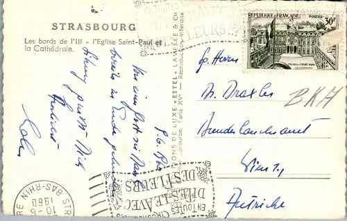 58085 - Frankreich - Strasbourg , Strassburg , Les bords de I'ill , l'Eglise Saint Paul et la Cathedrale - gelaufen 1960