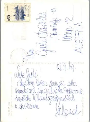 58105 - Kroatien - Dubrovnik , Placa Spozna sa Orlandovim stupom - gelaufen 1967