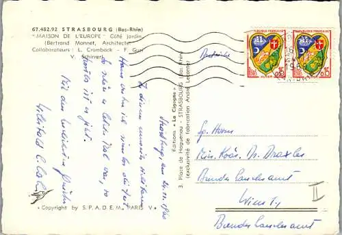 58110 - Frankreich - Strasbourg , Maison de l'Europe , Cote Jardin - gelaufen 1960