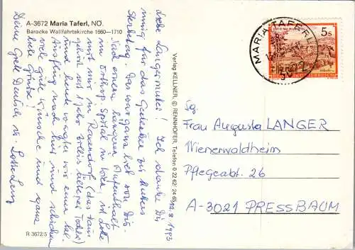 58127 - Niederösterreich - Maria Taferl , Wallfahrtskirche - gelaufen 1993