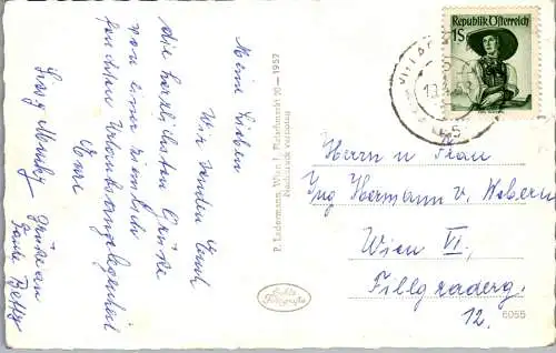 58129 - Niederösterreich - Semmering , Hotel Panhans mit Rax , Karte l. beschädigt - gelaufen 1957