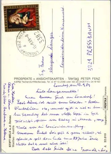58145 - Niederösterreich - Melk , an der Donau , Stift , Wachau - gelaufen 1989