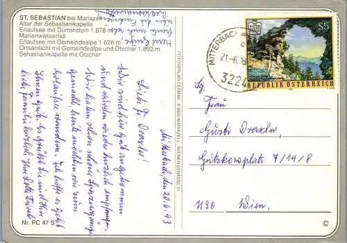 58153 - Steiermark - St. Sebastian , bei Mariazell , Mehrbildkarte - gelaufen 1993