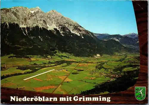 58154 - Steiermark - Niederöblarn , mit Grimming , Panorama , Flughafen , Ennstal - gelaufen 1983