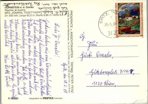 58167 - Niederösterreich - Dürnstein , a. d. Donau , MFS Admiral Tegetthoff - gelaufen 1988