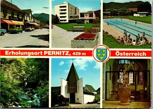 58178 - Niederösterreich - Pernitz , Hauptstraße , Schwimmbad , Mirafälle , Pfarrkirche , Mehrbildkarte - gelaufen