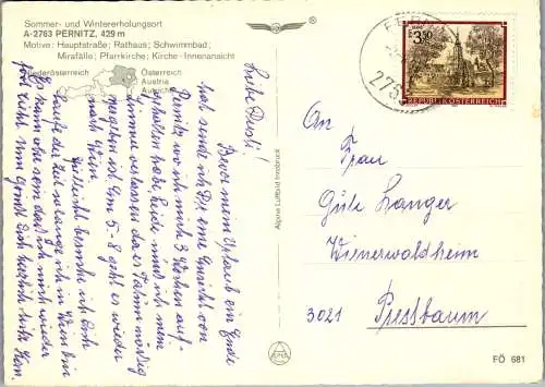 58178 - Niederösterreich - Pernitz , Hauptstraße , Schwimmbad , Mirafälle , Pfarrkirche , Mehrbildkarte - gelaufen