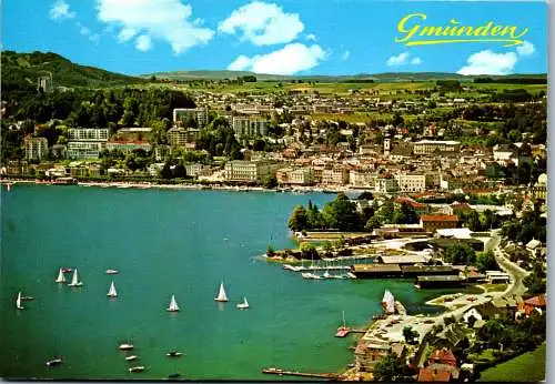 58191 - Oberösterreich - Gmunden , am Traunsee , Salzkammergut , Panorama - gelaufen 1988