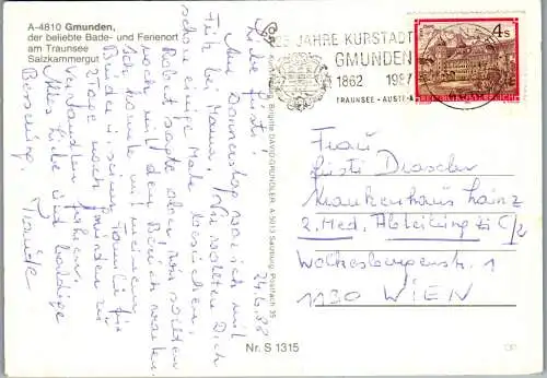 58191 - Oberösterreich - Gmunden , am Traunsee , Salzkammergut , Panorama - gelaufen 1988