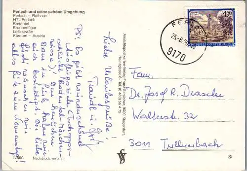 58200 - Kärnten - Ferlach , Rathaus , HTL Ferlach , Bodental , Loiblstraße , Mehrbildkarte - gelaufen 1990