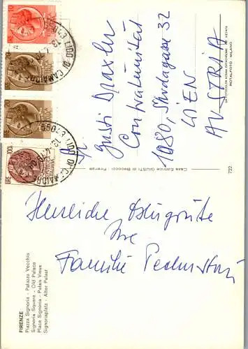 58208 - Italien - Firenze , Florenz , Piazza Signoria , Palazzo Vecchio - gelaufen 1979