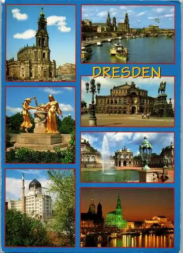 58209 - Deutschland - Dresden , Mozartbrunnen , Semperoper , Zwingerhof , Yenidze , Hausmannsturm - gelaufen