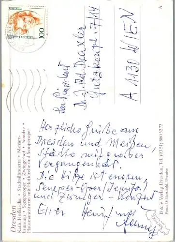 58209 - Deutschland - Dresden , Mozartbrunnen , Semperoper , Zwingerhof , Yenidze , Hausmannsturm - gelaufen