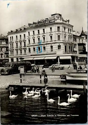 58240 - Oberösterreich - Gmunden , Hotel Schwan am Traunsee - gelaufen 1963