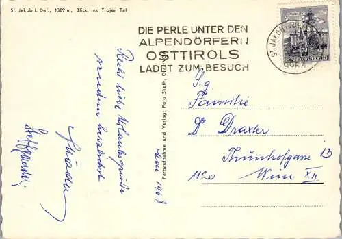 58243 - Tirol - St. Jakob , im Defereggen , Blick ins Trojer Tal - gelaufen 1968