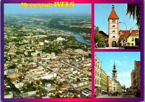 58257 - Oberösterreich - Wels , Panorama , Mehrbildkarte - gelaufen