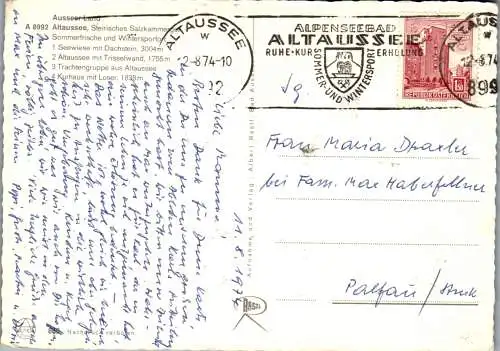 58273 - Steiermark - Altaussee , Seewiese , Trisselwand , Trachtengruppe , Kurhaus mit Loser - gelaufen 1974