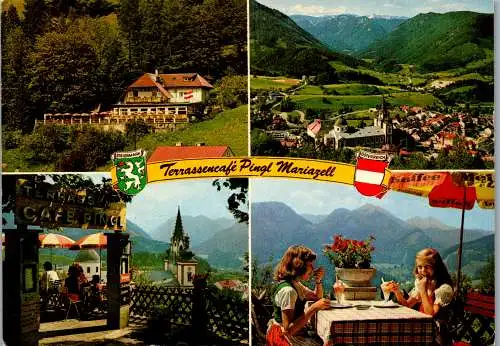 58280 - Steiermark - Mariazell , Terrassencafe Pingl , Mehrbildkarte - gelaufen 1989