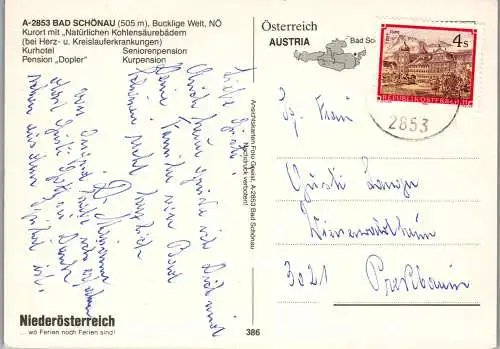 58281 - Niederösterreich - Bad Schönau , Bucklige Welt , Pension Dopler , Mehrbildkarte - gelaufen