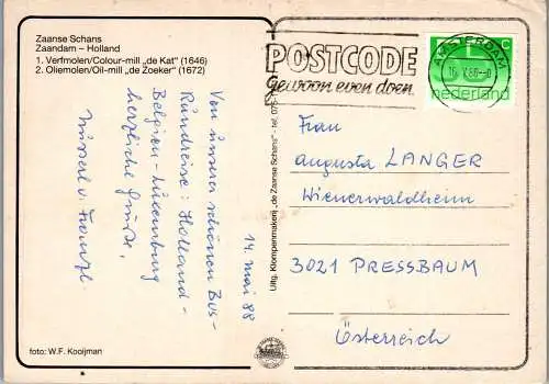 58291 - Niederlande - Zaandam , Zaanse Schans , Windmühle , Verfmolen , Oliemolen - gelaufen 1988