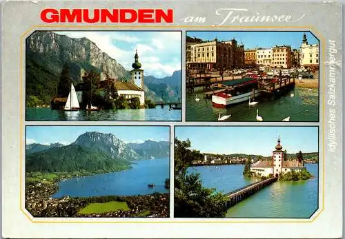 58296 - Oberösterreich - Gmunden , am Traunsee , Schloß Ort und Traunstein , Salzkammergut - gelaufen 1988