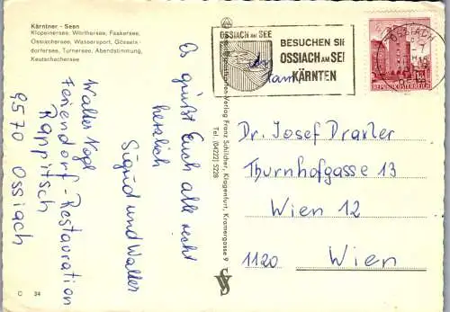 58303 - Kärnten - Seenland , Klopeinersee , Faakersee , Gösselsdorfersee , Mehrbildkarte - gelaufen 1967