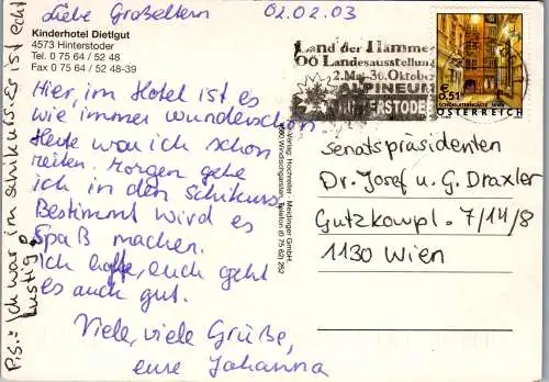 58310 - Oberösterreich - Hinterstoder , Hotel Dietlgut , Winter - gelaufen 2003