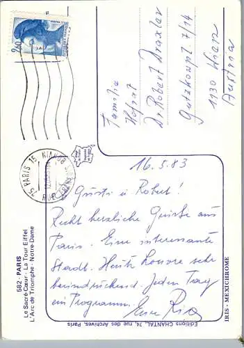 58325 - Frankreich - Paris , Le Sacre Coeur , Tour Eiffel , L'Arc de Triomphe , Notre Dame - gelaufen 1983