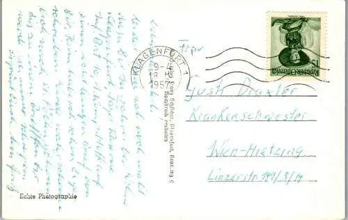 58337 - Kärnten - Klagenfurt , Lindwurmdenkmal , Lindwurm bei Nacht - gelaufen 1957